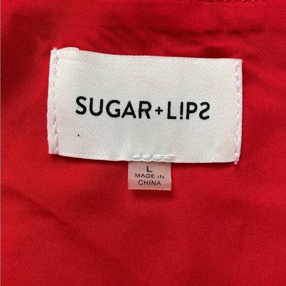 Sugarlips Kismet Chiffon Swiss Dot One Shoulder Dress in Red Size Large - Picture 3 of 6